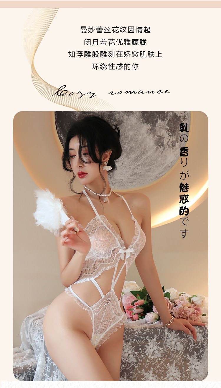 情趣内衣性感挂脖蕾丝睡衣火辣诱惑开档连体衣制服女2003(图2)