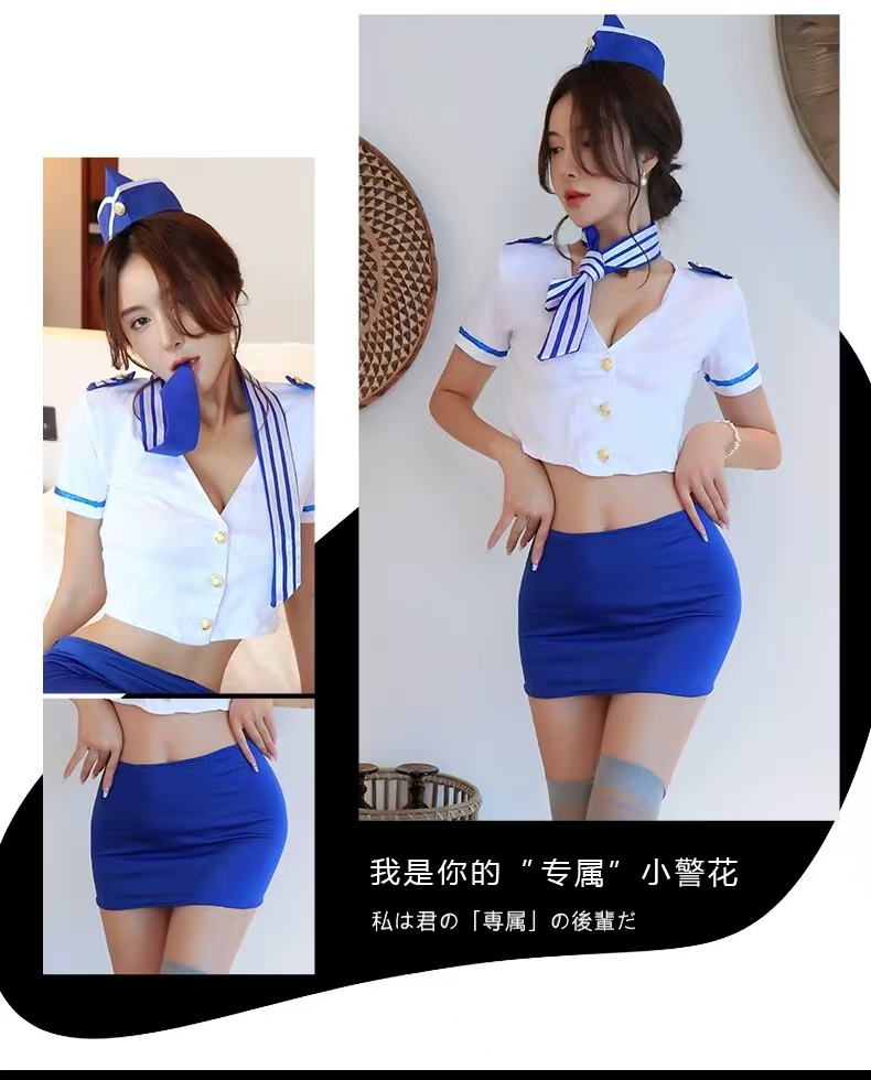 空姐制服的诱感女情趣 紧身纯欲足浴技师工作服性感裙子套装(图3)