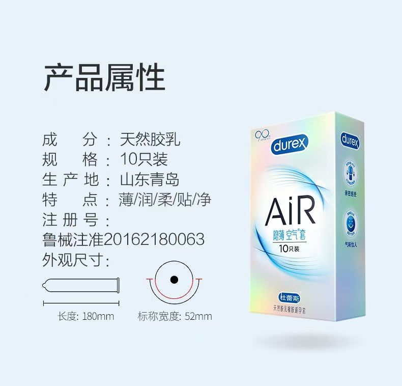 杜蕾斯AiR隐薄空气套10只装超润滑超薄安全套成人情趣计生用品(图4)