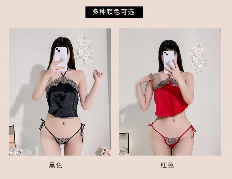 内衣性感睡衣女情调夏款高级感复古优雅肚兜蕾丝大码冰丝妩媚少女(图4)