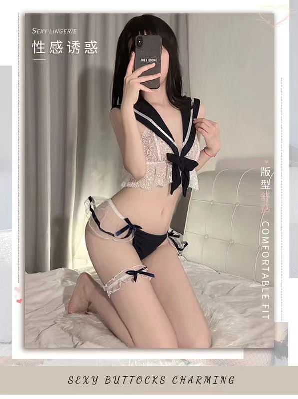 情趣内衣女性感JK校园制服诱惑学生装纯欲风水手激情套装1128(图3)