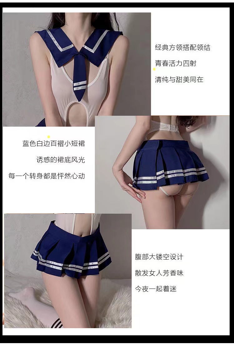 女角色扮演学生水手服制服诱惑性感激情情趣内衣夜趣套装透视套装(图4)