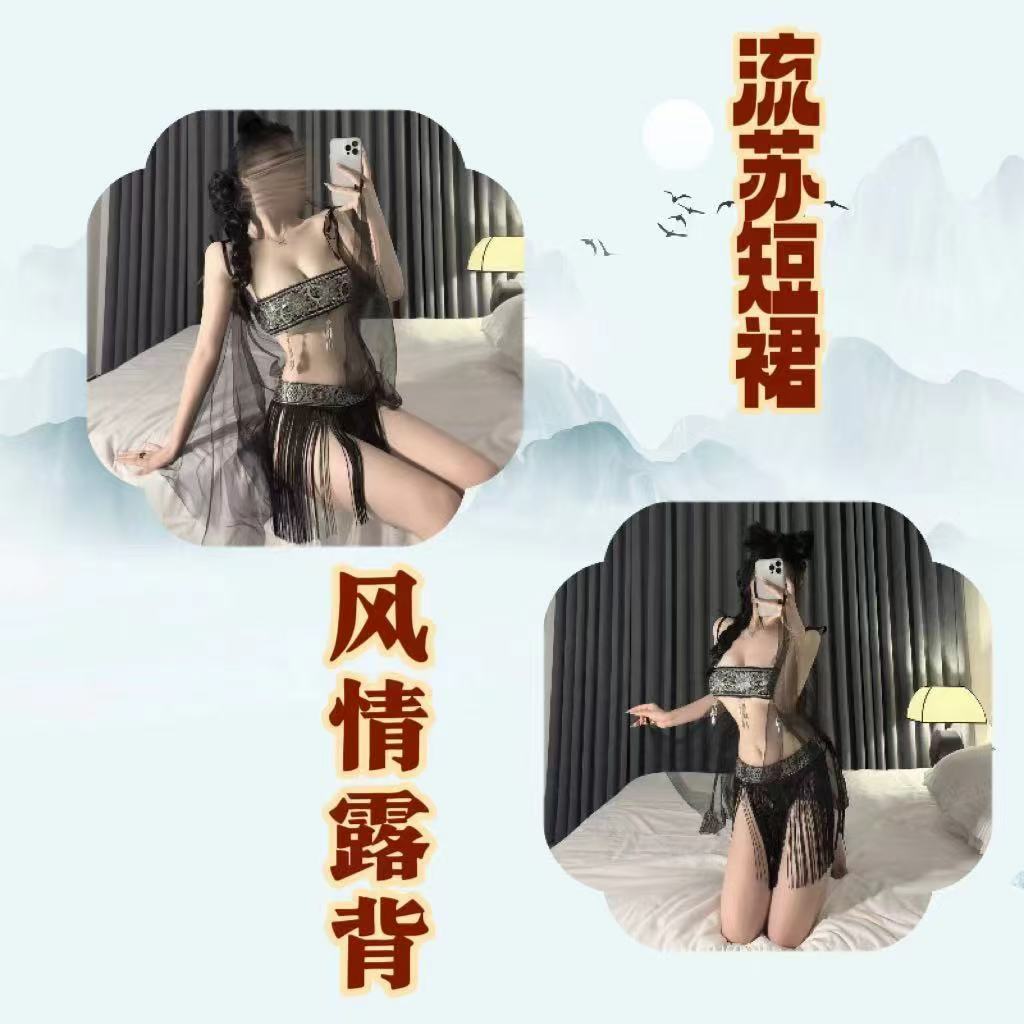 苗族风情汉服古风女情趣内衣小胸火辣性感短裙辣妹透视(图5)