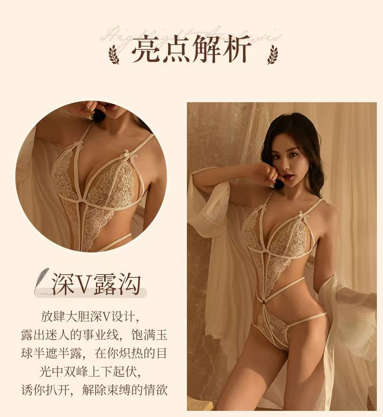 蕾丝夜趣情趣内衣镂空女睡衣开档火辣性感制服诱惑连体衣(图5)