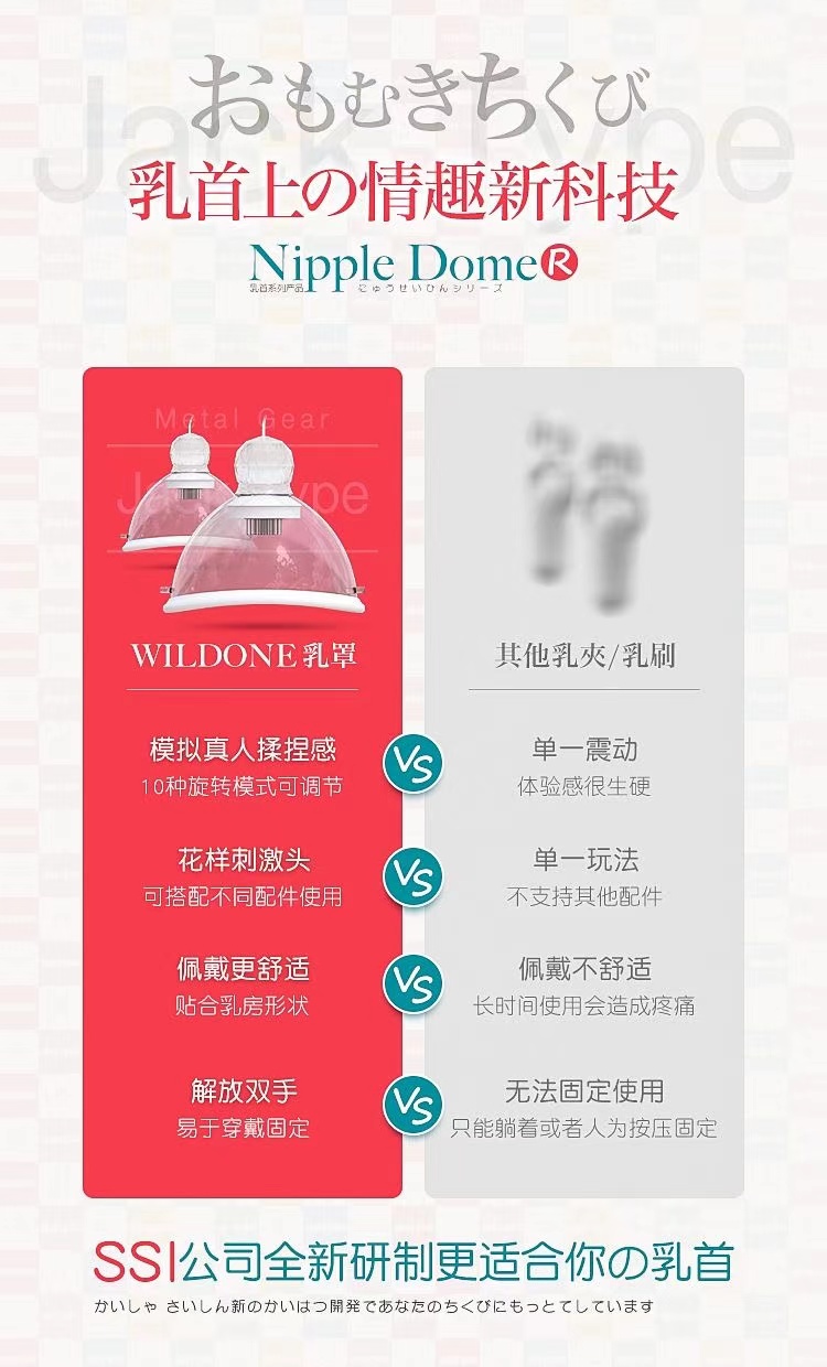 WILDONE透明PC罩旋转乳吸乳房按摩器女用女性情趣用品(图3)