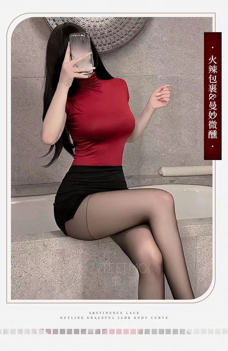 新品时尚修身显瘦纯欲紧身短款茶红色短袖森女清新女港味chic御姐(图2)