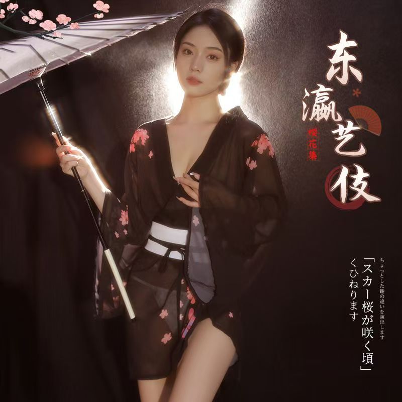 霏慕日系风复古樱花和服套装情趣内衣激情衣服女情趣 (图1)