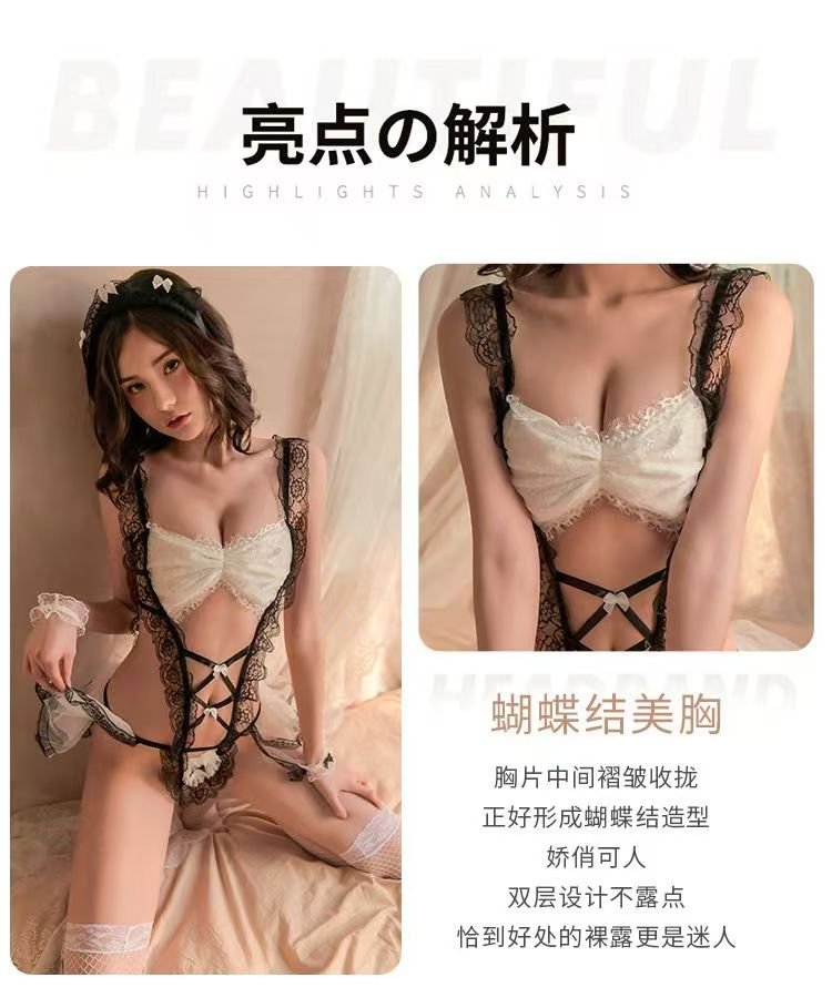 情趣内衣带胸垫女仆激情套装午夜魅力小胸显大性感睡衣服制服女士(图5)