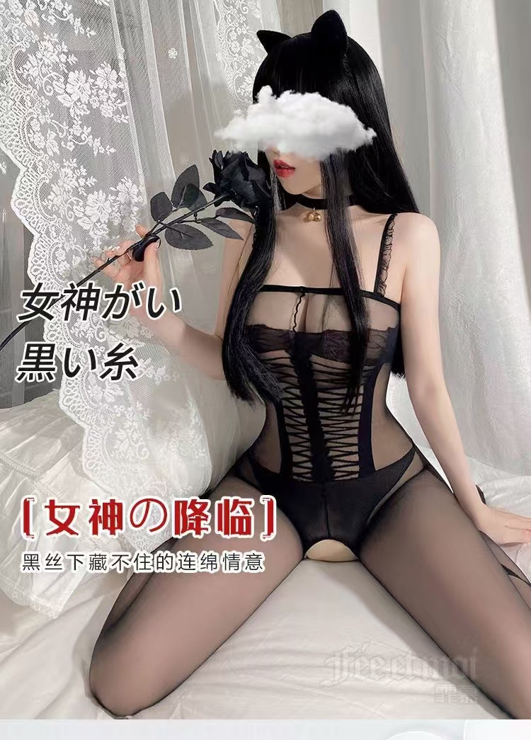 霏慕性感情趣马甲丝袜透明开裆激情夫妻性用品情绪制服套装女(图3)